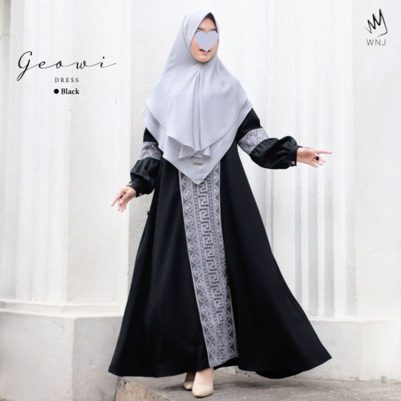 Geowi dress | By WANOJA ORI | gamis brukat gamis mewah pesta Busui friendly