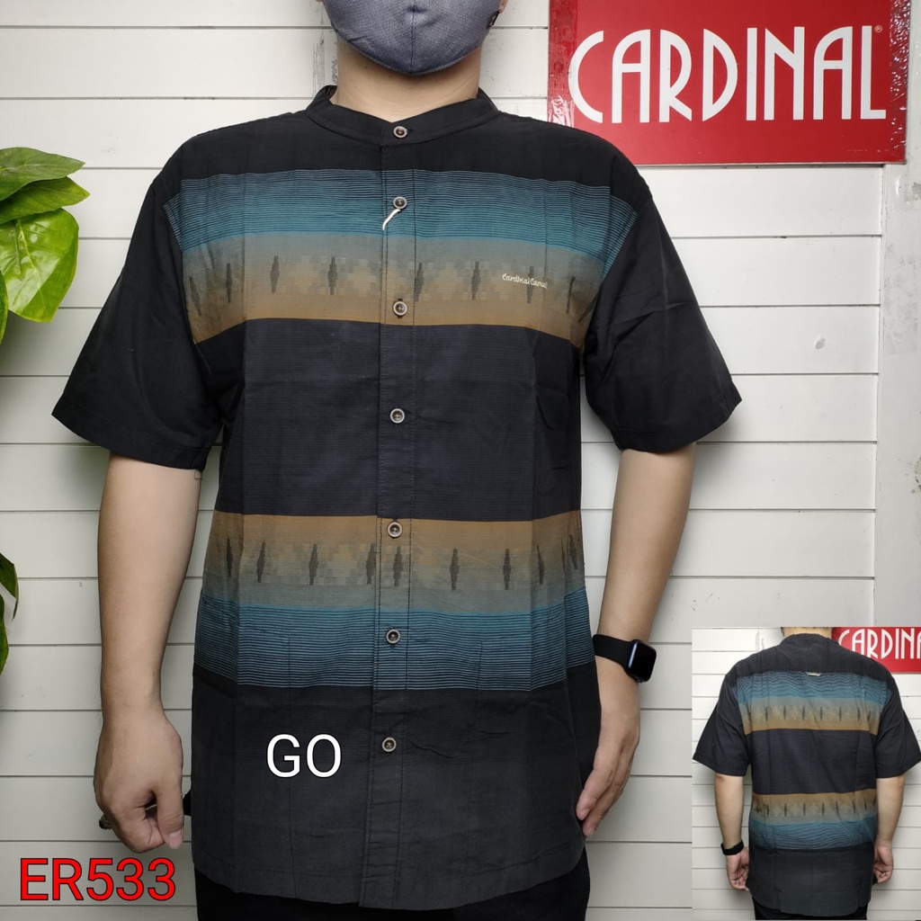 gof 2XL-4XL  CARDINAL KEMEJA KOKO JUMBO Taqwa Pakaian Pria Original Baju Muslim Salur Lengan Pendek Kekinian KTQB