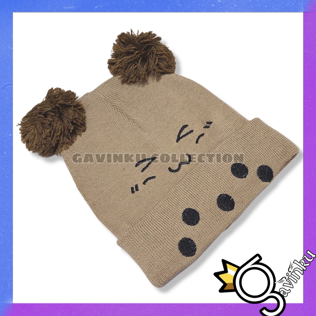 Topi Kupluk Anak Bayi Polos Model Pompom Bordir Smile lucu Laki Laki Perempuan Usia 0 1 2 3 4 5 6 7 8 9 10 11 12 bulan umur 1 2 3 Tahun thn-coksu