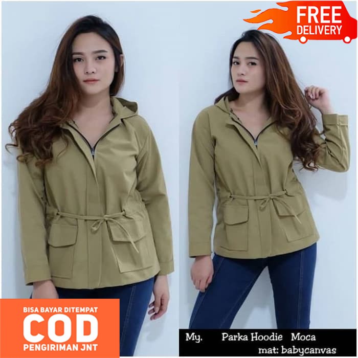 Jaket Parka Hoodie Wanita - Jaket Semi Parka Wanita - Jaket Parka - Jaket Bomber (COD)-2