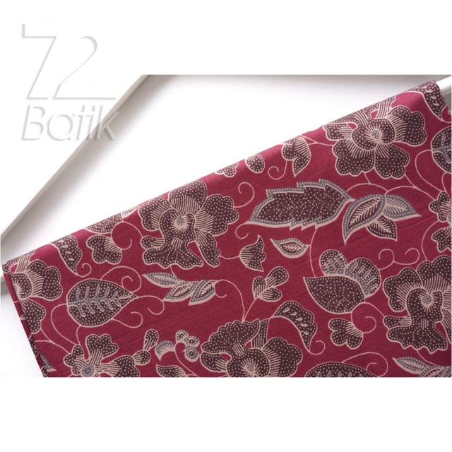 KAIN BATIK PREMIUM Bahan Katun Motif Kembang Warna Merah Maroon Marun Maron 725036 Cap 72 Jarik Jarit Samping Kebat Panjang Batik Katun Modern Premium Bahan Seragam Batik Pernikahan Kantor Keluarga Murah Kamen Jadi Batik Bali Lembaran