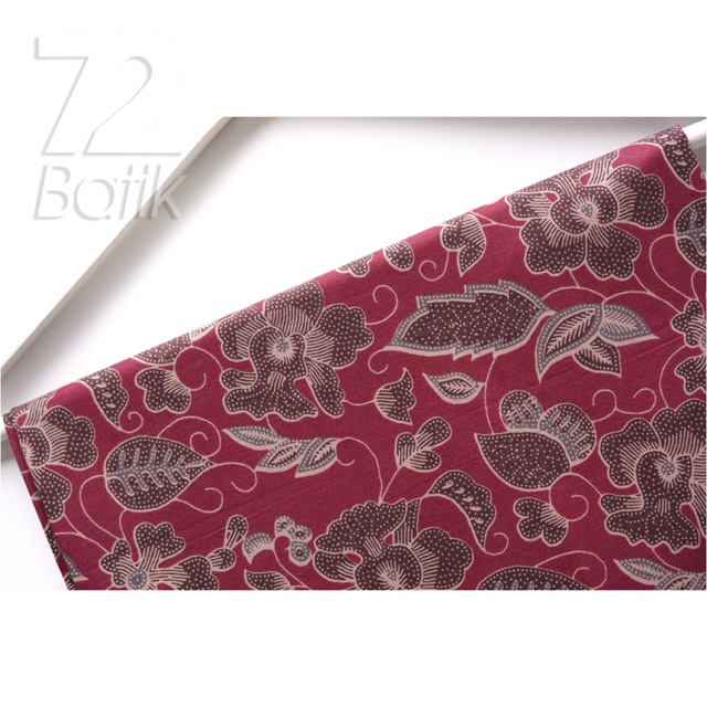 KAIN BATIK PREMIUM Bahan Katun Motif Kembang Warna Merah Maroon Marun Maron 725036 Cap 72 Jarik Jarit Samping Kebat Panjang Batik Katun Modern Premium Bahan Seragam Batik Pernikahan Kantor Keluarga Murah Kamen Jadi Batik Bali Lembaran