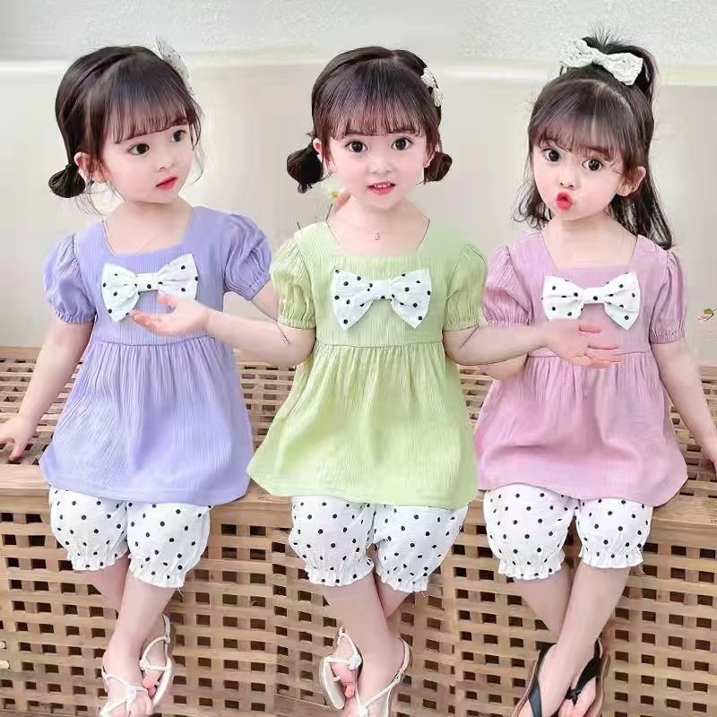 Baju setelan anak perempuan import/ celana pendek import usia 9bulan-4tahun