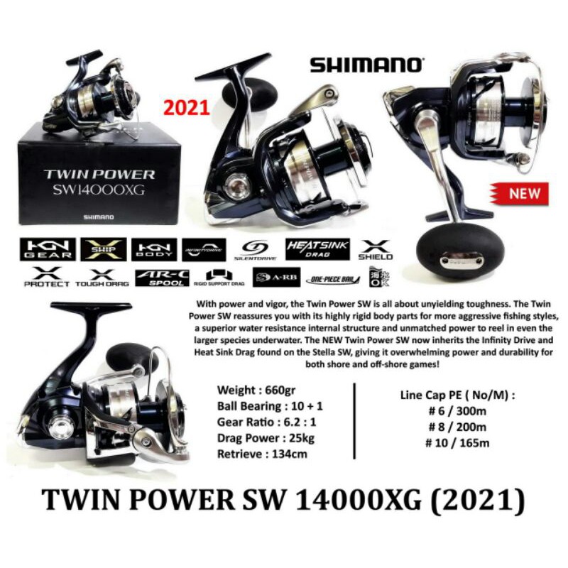Reel Spinning SHIMANO TWIN POWER SW 14000XG ( New 2021 )