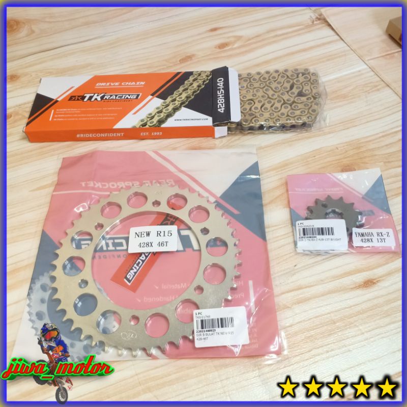 Jual gear set R15 v3 / VIXION R VVA / XSR155 TK racing rantai gold