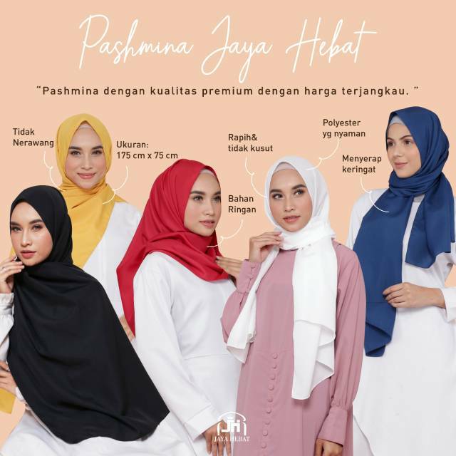 Jilbab Pashmina Polos Basic Panjang Kerudung Sabyan Diamond Jaya Hebat