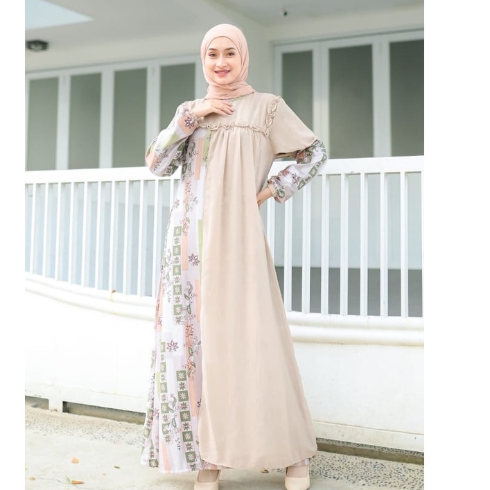 Gamis diorsilk ataya dress syari busana muslim kilap motif mix ceruty babydoll airin airis