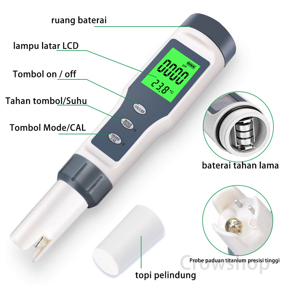 PH METER / TDS / TEMPERATUR 3 IN 1 WATERPROOF EZ 9901 (garansi satu minggu)