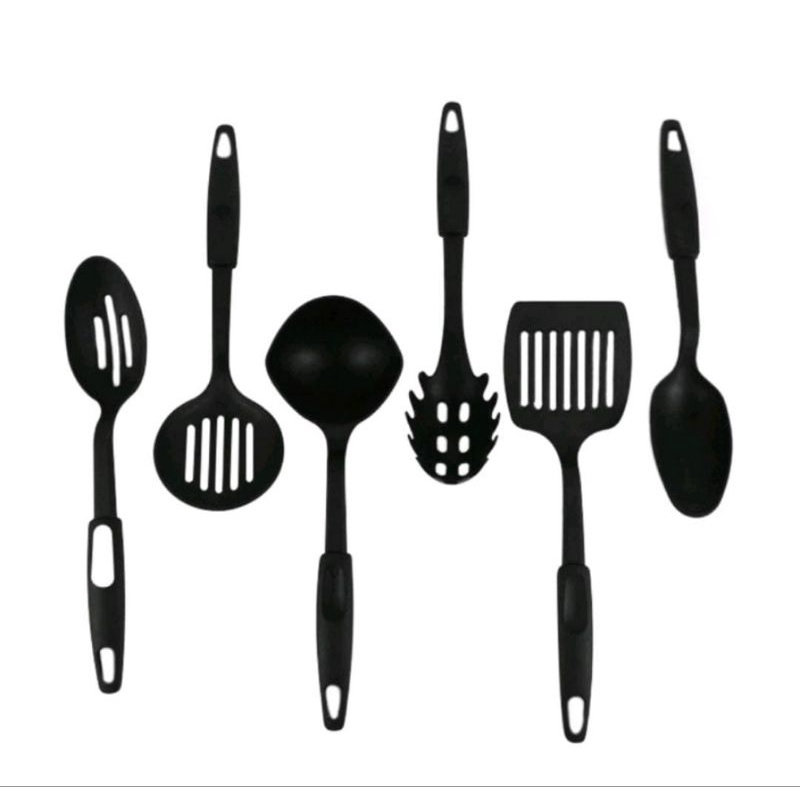 Spatula kitchen Set 6 in 1 Mainan sutil sodek plastik warna hitam