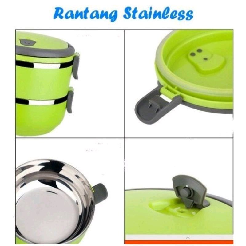 (COD) Rantang Polos 4 Susun Warna / Rantang Stainless / Lunch Box Stainless / Tempat Bekal Murah