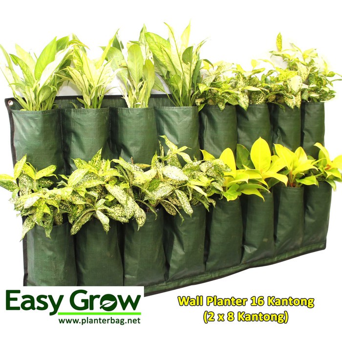 Wall Planter BAG 16 Kantong ( 2 x 8 ) EASY GROW POT BIBIT TANAMAN GANTUNG DINDING HIAS BUNGA