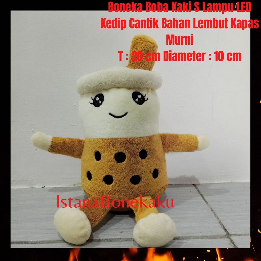 Boneka Boba Milk Tea Kaki Tangan LED Ukuran S T: 22 cm Halus Berkualitas Standar  SNI