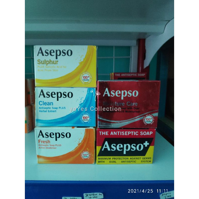 Asepso + Sulphur jerawat Sabun Batang 80 g Antiseptik Soap Max Protection against antiseptic kuman