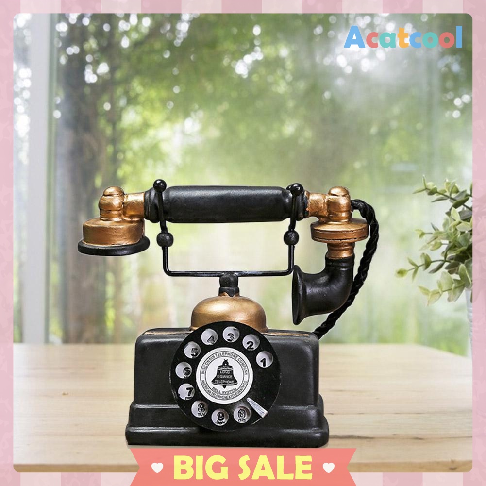 Retro Telephone Model Antique Desktop Ornament Craft Home Decoration Gift