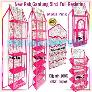 PROMO MURAH RAK  GANTUNG  SET 5IN1 MOTIF BUNGA FULL 