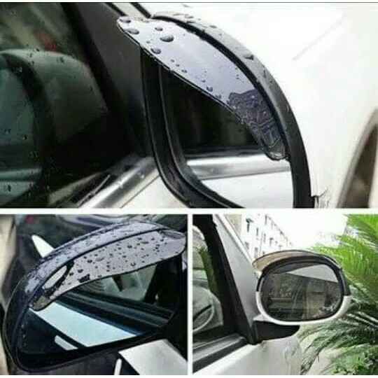 2Pcs Set Mika Tutup Kaca Spion Mobil Talang Tadah Hujan Air Dobletape Smoke Black Bening Transparan