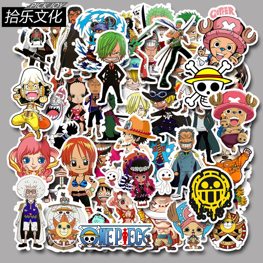 50pcs Anime 2019 ONE PIECE Luffy Stickers For Car Laptop PVC Backpack Home Decal Pad Bicycle PS4 waterproof Decal