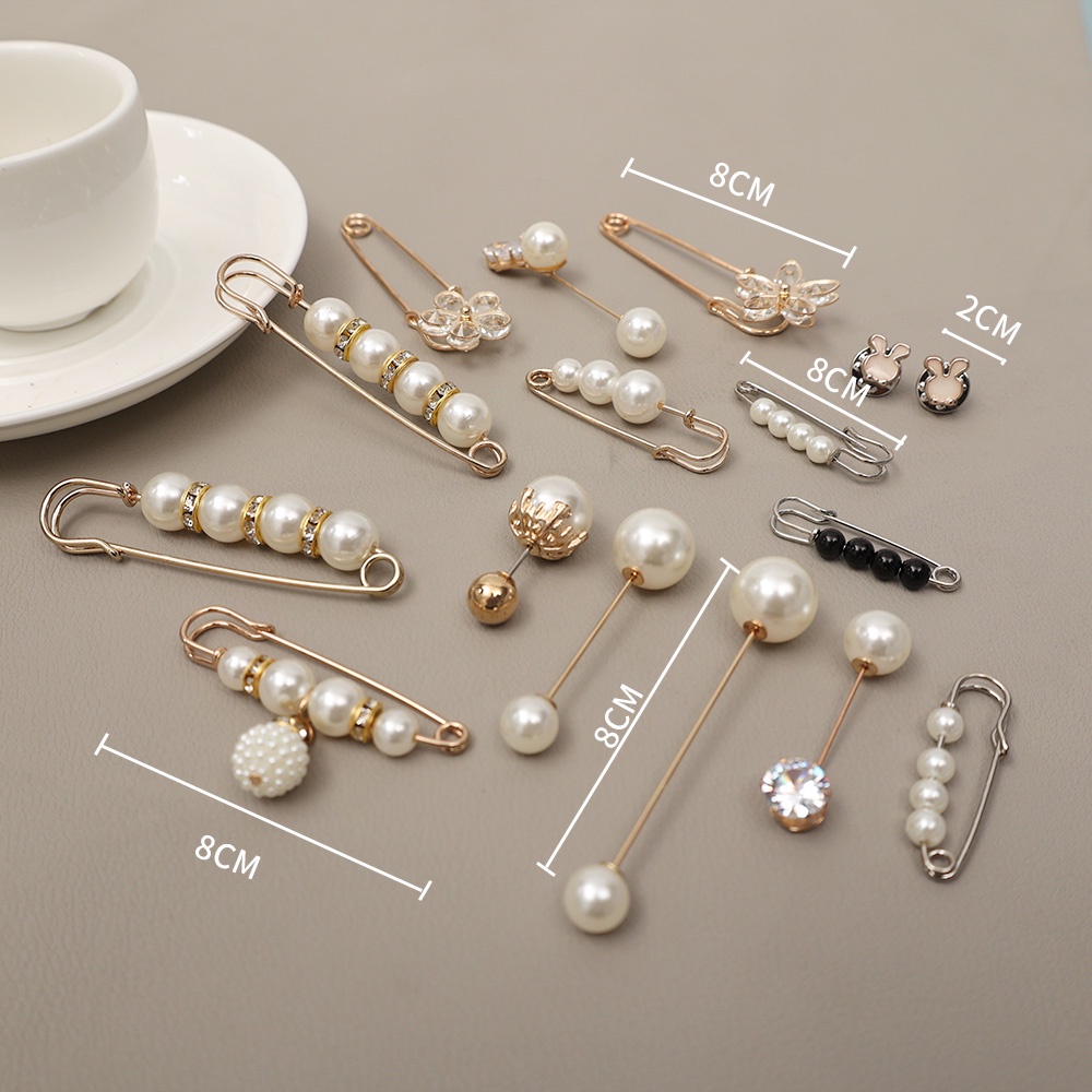 1 Set Waistband Pin Accessories Pearls Crystal Brooch Pins Waist Tighting Clap Anti Exposed Safty Pins Anti-fade Exquisite Elegant Brooches