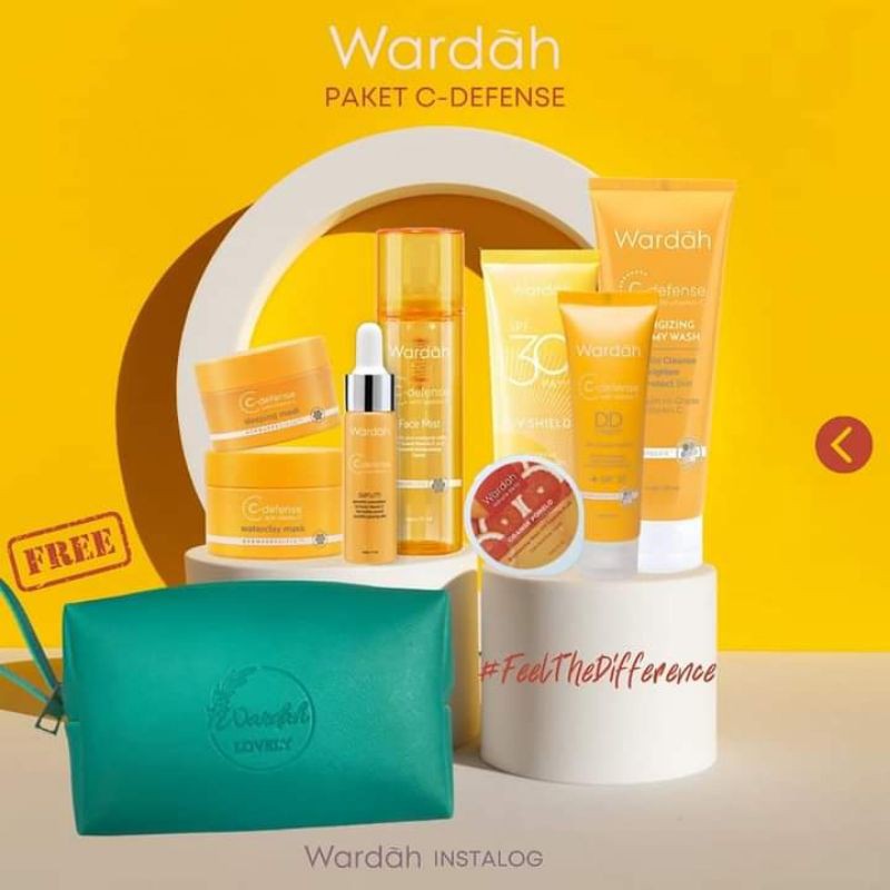 {100%ORI} WARDAH LOVELY PACKAGE C-DEFENSE FREe Pouch
