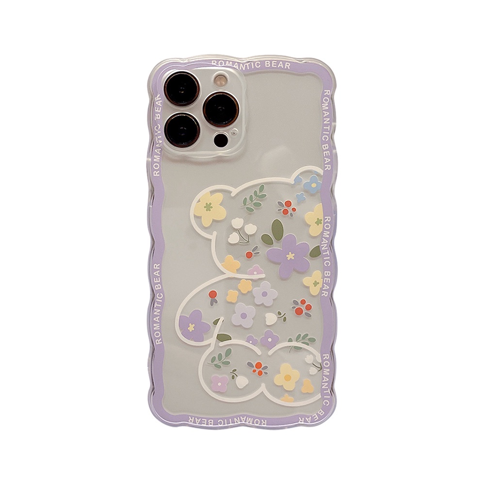 Case Pelindung Transparan Motif Kartun Bunga Ungu Untuk Iphone 11 8 7 Plus SE2 XS XR 12 13 Mini PRO MAX