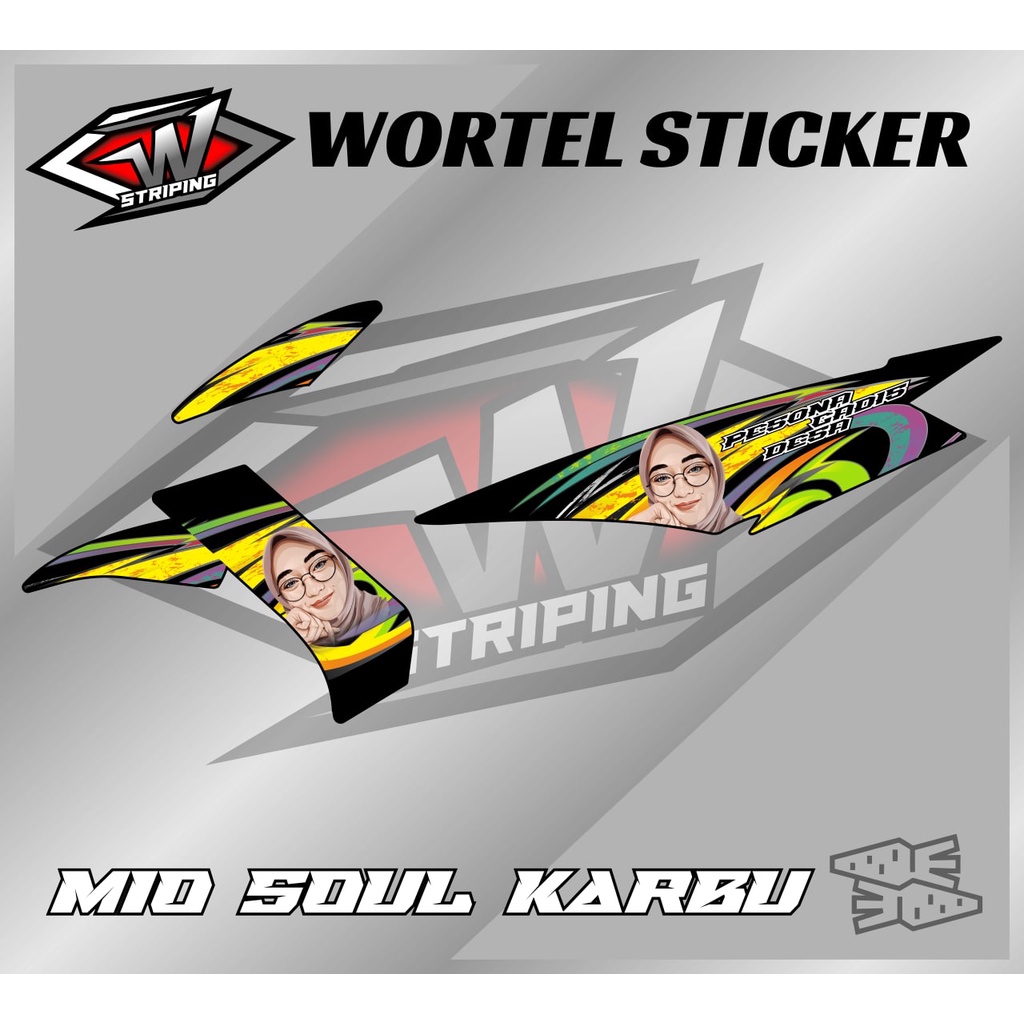 Striping Mio Soul Karbu-Striping Stiker Hologram Motor Mio Soul Karbu Hijab