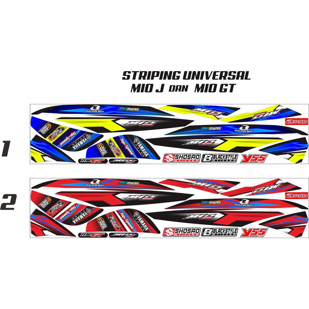 MOTIF LIS STIKER STICKER STRIPING VARIASI YAMAHA MIO J/MIO GT VARIASI RACING MOTIF HIJAU BIRU MERAH 