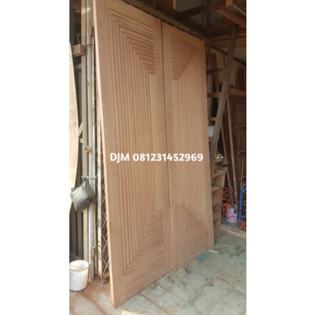 pintu utama kayu kamper 2 pintu 2 jendela