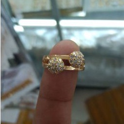 cincin dua bola cantik perhiasan wanita titanium gold mewah