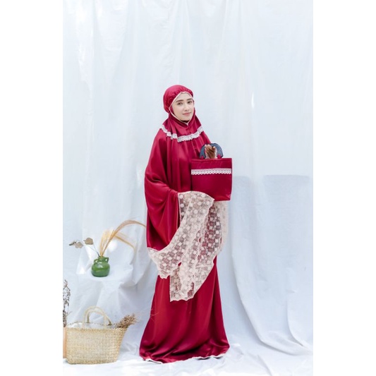 Mukena Dewasa Renda HANUM Jumbo Mukena Sutra Velvet By Nazwa