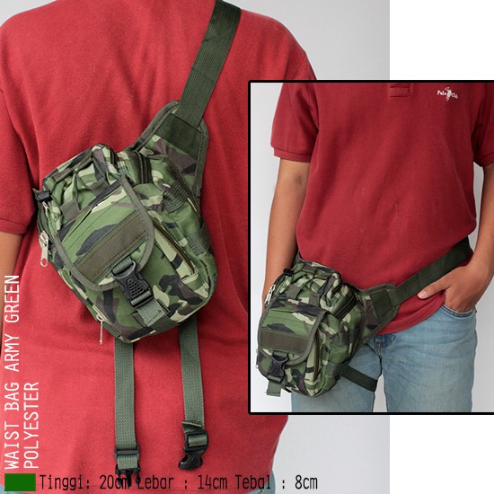 Tas Pinggang pria WaistBag Pria Motif Tentara Army Loreng tas selempang pria mini