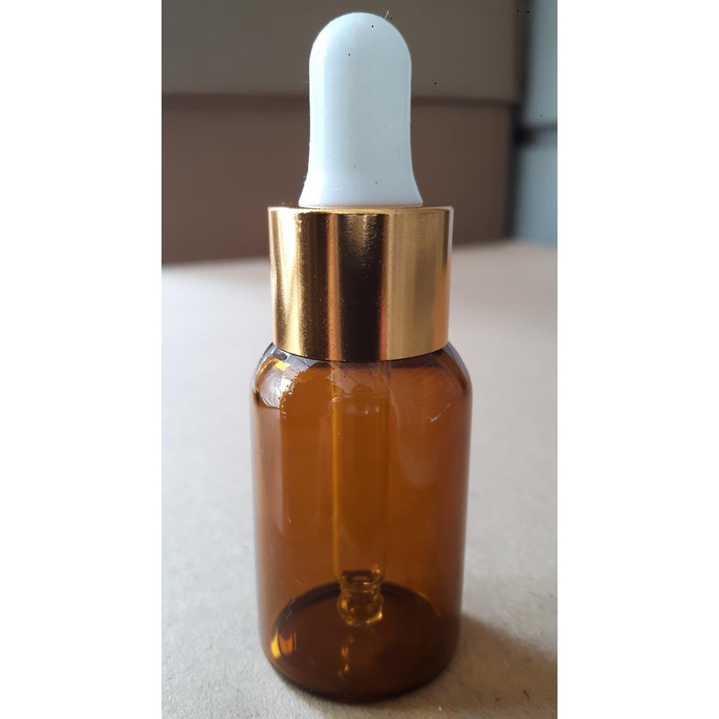 BOTOL 15 ML KACA COKLAT TIPIS PIPET GOLD