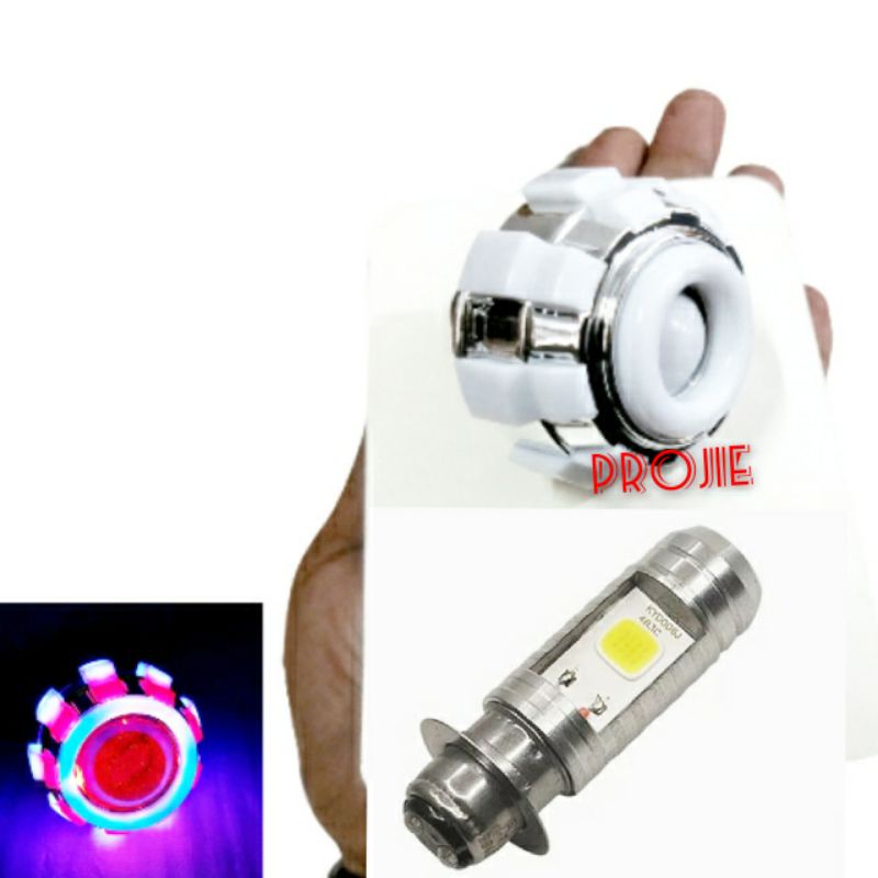 Sepaket Lampu depan led H6 + lampu rem belakang proji ubur-ubur 1set motor beat mio mio j supra x Ju
