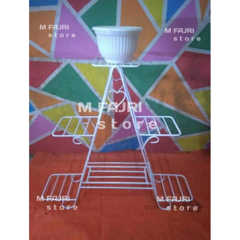 RAK BUNGA BESI SUSUN 5 RAK POT BUNGA HIASAN TAMAN