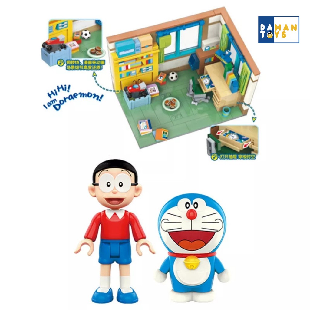 Keeppley Bricks Kamar Nobita Doraemon figure diorama mainan original