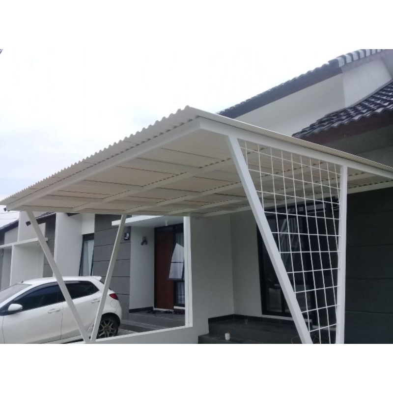 Kanopi Alderon rangka holow galvanis.terpasang