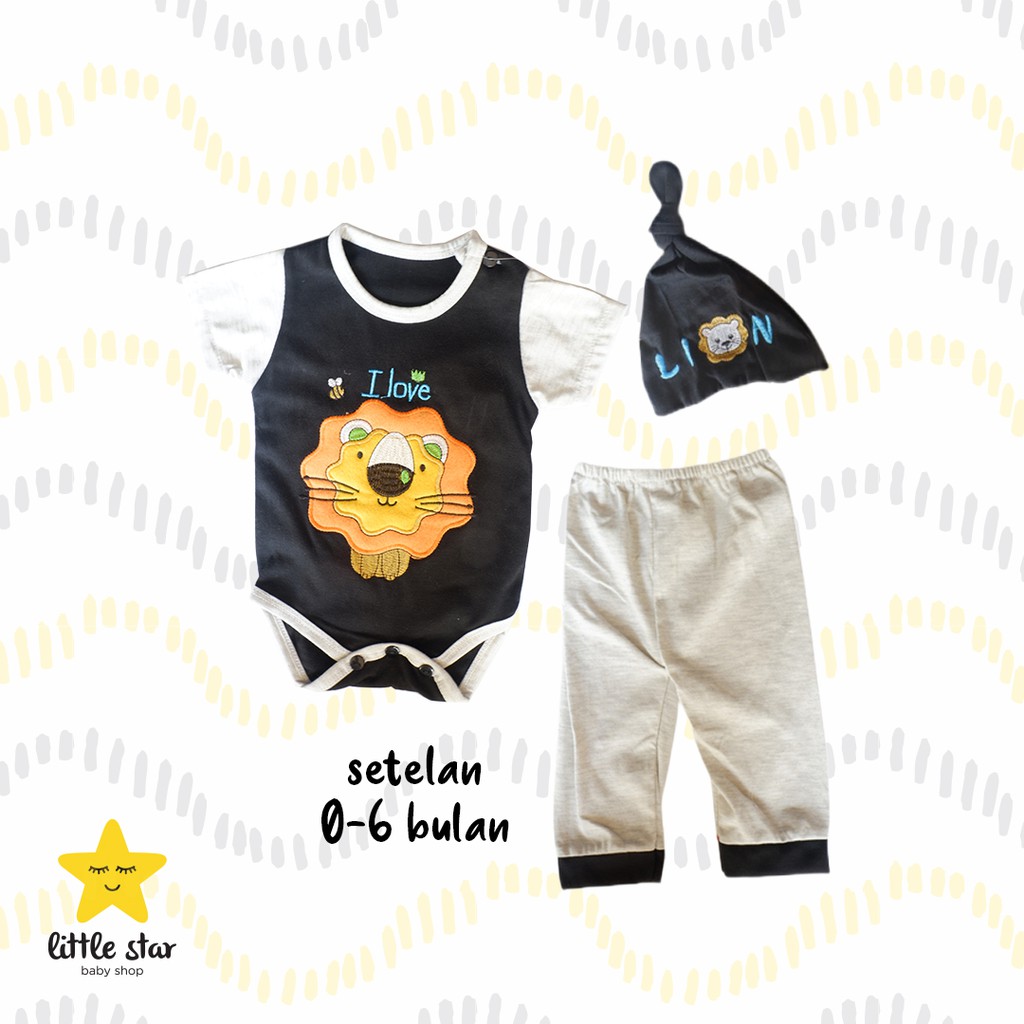 Setelan Lion Jumper Celana Topi Anak Bayi 0-6 Bulan