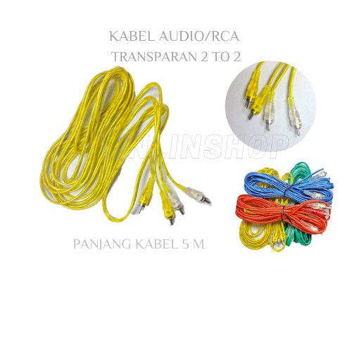 Kabel Aux Audio/RCA Transparan/ kabel audio rca 2 To 2 panjang 1.5mtr/3mtr/5mtr