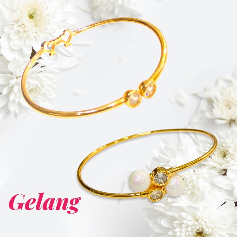 gelang wanita //gelang bangle//grlang mutiara//perhiasan penganti emas//gelang
