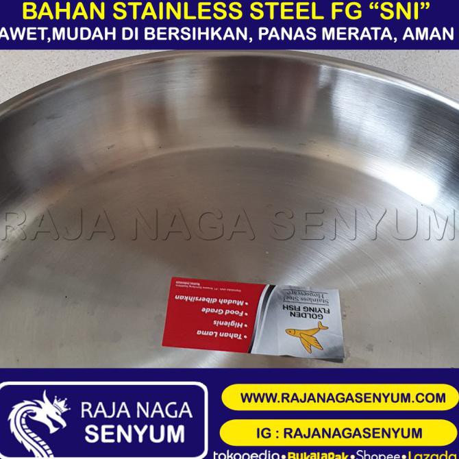 Buruan Wajan / Frypan Stainless Steel 24 Cm Tebal Induksi No Lengket Teflon Murah
