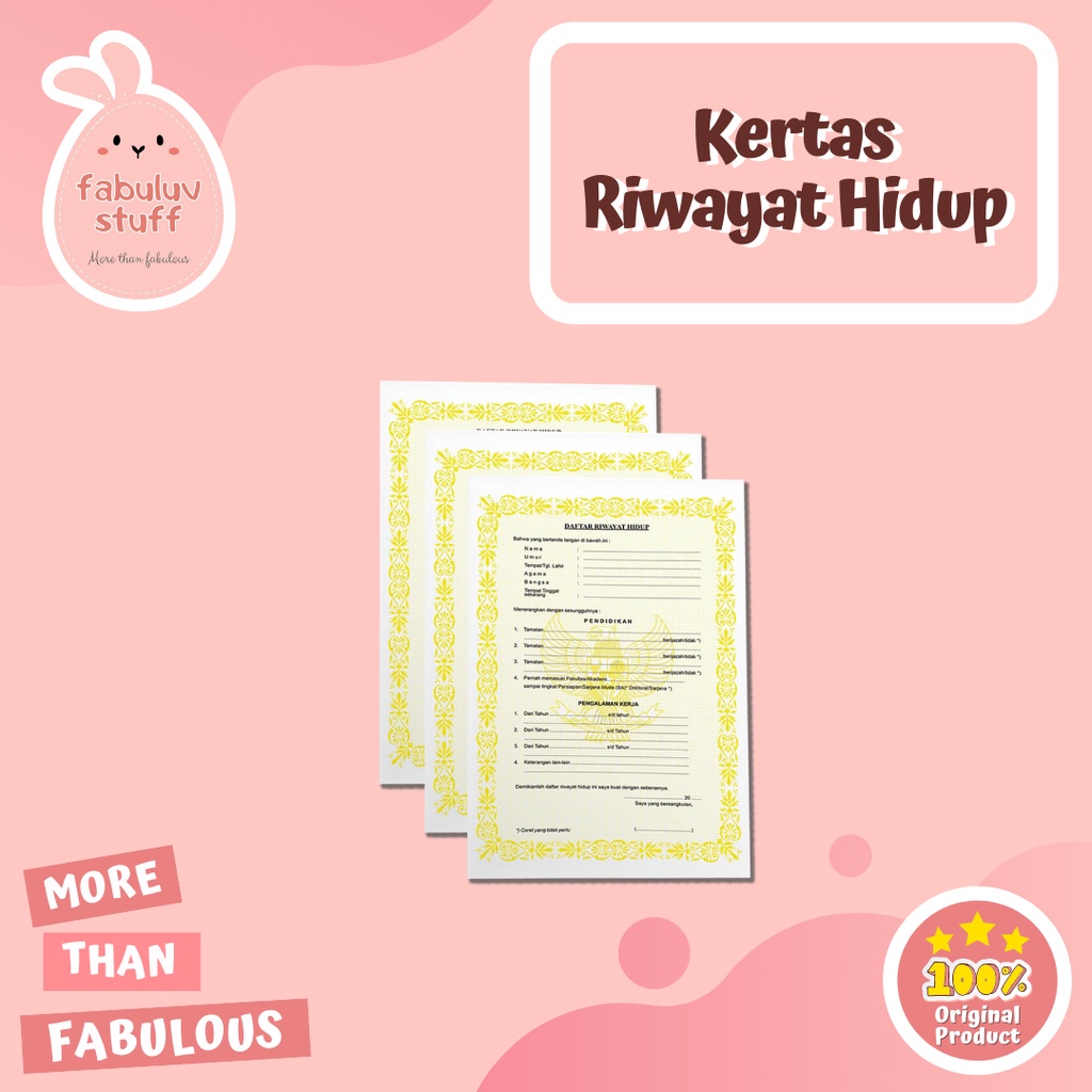 

ATK ~ Kertas Riwayat Hidup / Blangko Daftar Riwayat Hidup / CV
