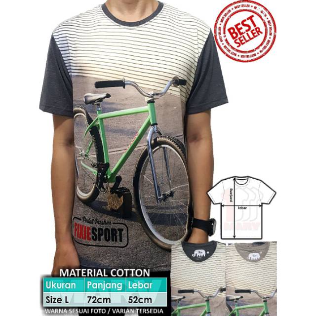  Kaos  3D Size L Fullprint Thai Cotton  Combed  30s  Baju  Katun 