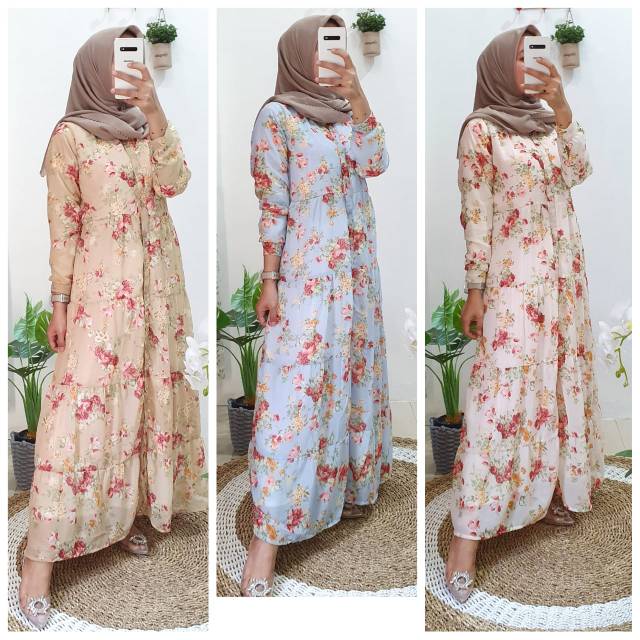 Gamis ceruty bunga