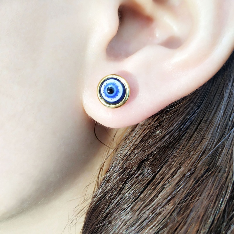 SIY  Evil Eye Stud Earrings Shining Turkish Eye Earrings Good Luck Eye Amulet Earring