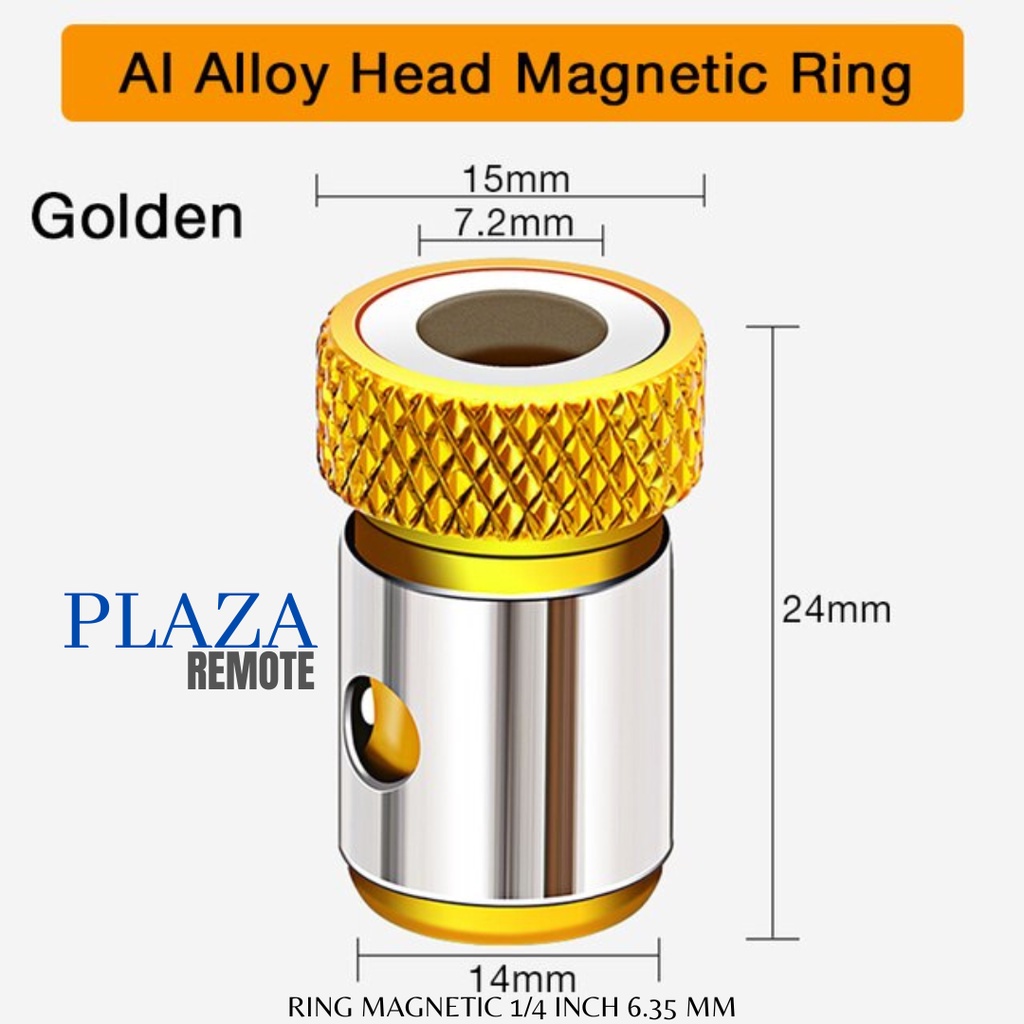 UNIVERSAL RING MAGNETIZER KONEKTOR OBENG METAL SXREWDRIVER 1/4 INCH 6.35MM PANJANG 2.4 CM