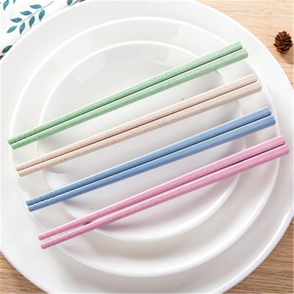 Household Reusable Chinese Kitchen Tools Household Wheat Straw Ramah Lingkungan Peralatan Sumpit Non-slip Portable