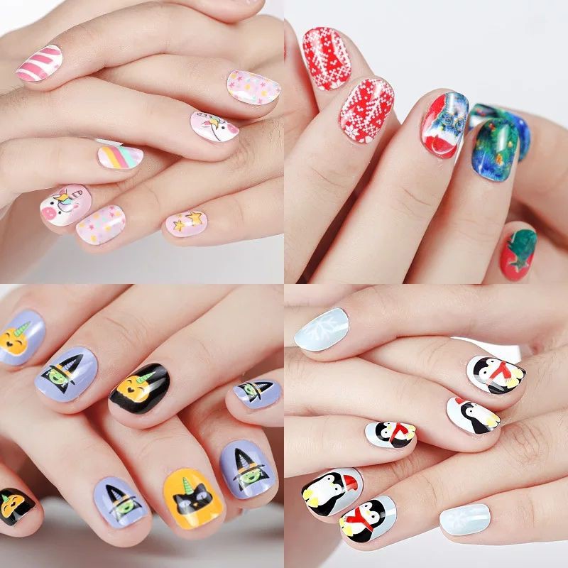 Kuku Palsu Nails Art 24 Pcs Kuku Palsu 3d/Stiker Kuku Tahan Air /Kotak Free Lem Cair 2gr