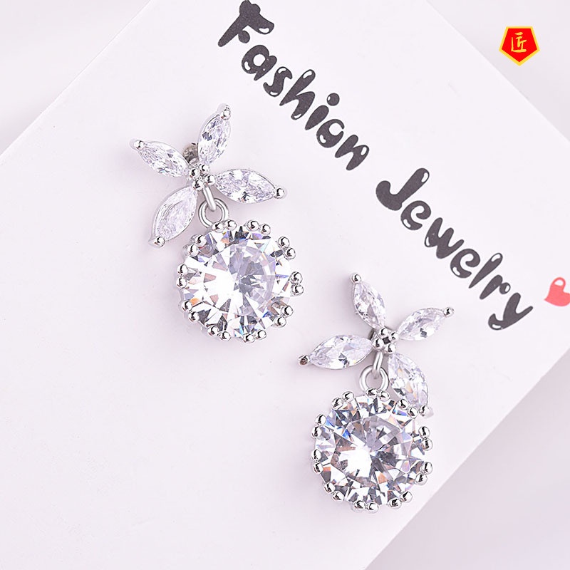 [Ready Stock]Personalized New Dignified Flowers Earrings All-Match