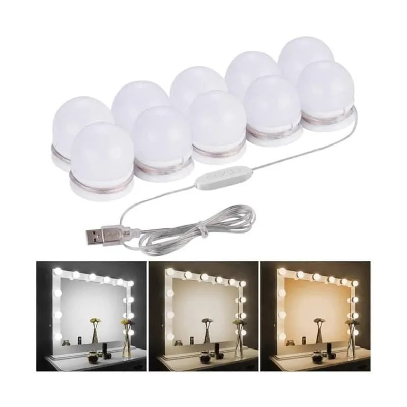 Lampu LED Meja Rias Kaca 3 Warna 10pcs - Mirror Lights USB