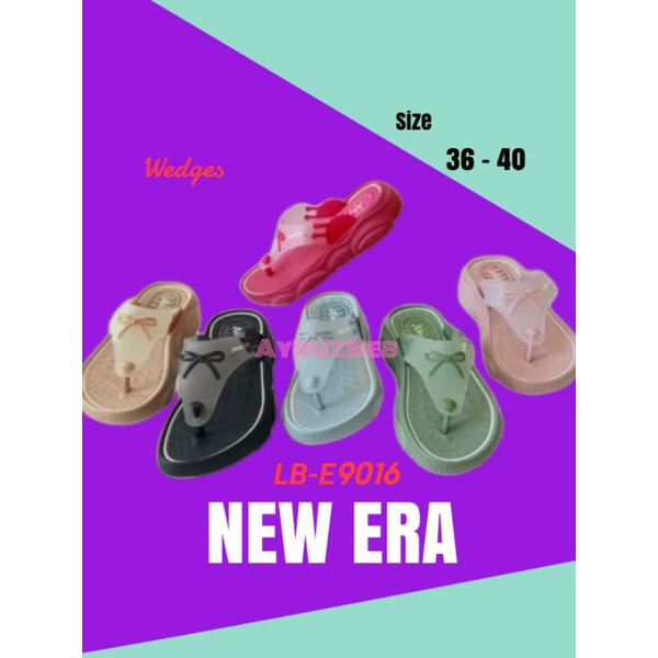 Sandal Jepit Wedges Wanita dewasa New Era LB-9016E pita tali keren