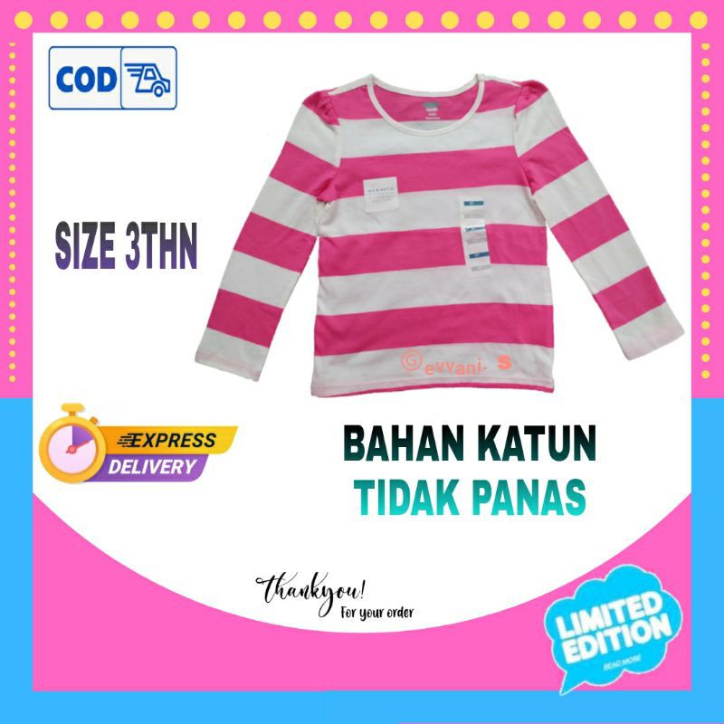 Kaos Anak Perempuan kaos Anak Cewek Cewe Lengan Panjang Murah Branded 3 tahun 5 tahun